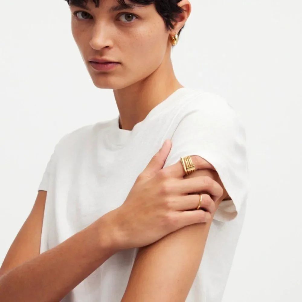 Madewell NQ456 white Premium Standard 01. The Shrunken Tee NWT-flaw